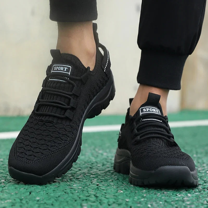 Men's Bright Yellow Outdoor Sneakers Breathable Mesh Construction Shock Absorbing Sports Shoes Stylish Trendy Adventure Footwear