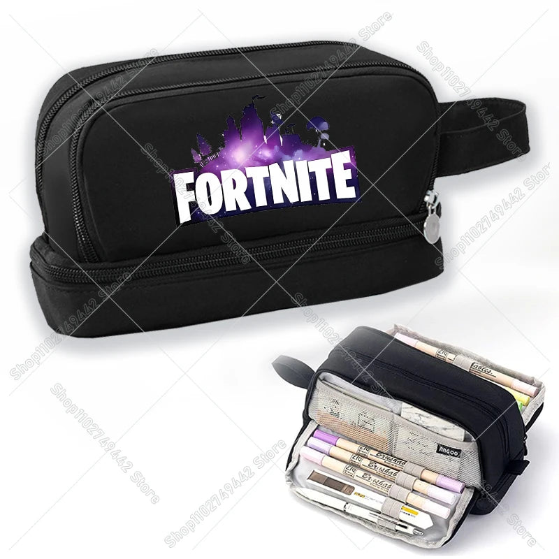 Game Anime Fortnites -penaali oppilaille, söpö poikien ja tyttöjen kynäpussi, suuri nyloninen kynäkotelo koululaisten tarvikkeille