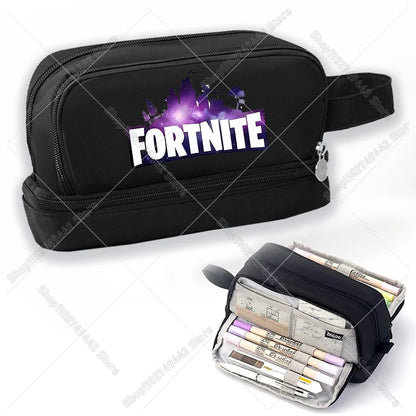 Game Anime Fortnites -penaali oppilaille, söpö poikien ja tyttöjen kynäpussi, suuri nyloninen kynäkotelo koululaisten tarvikkeille