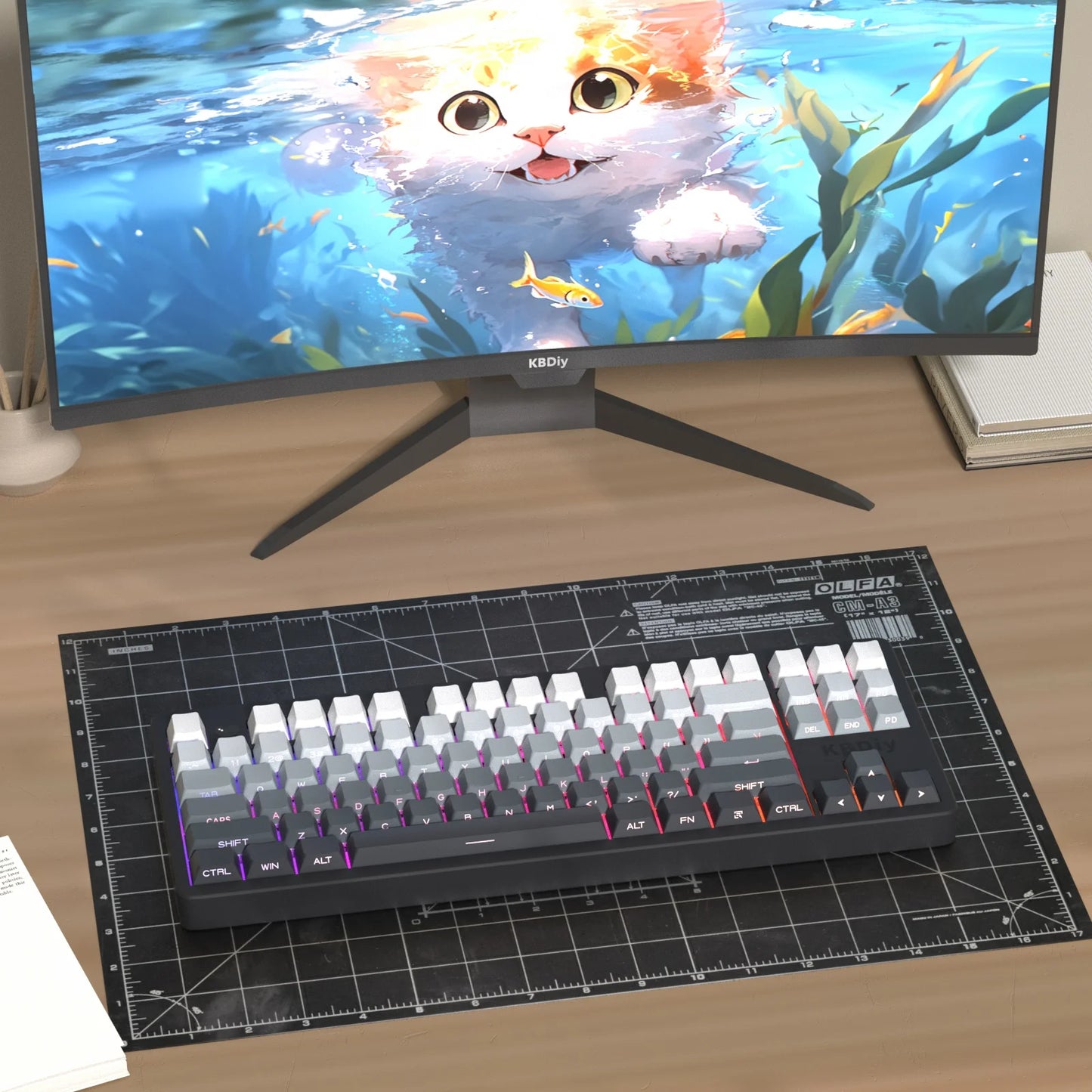 New 133 Key Gradient Gray PBT Double Shot Keycap Side Print Shine Through Backlit Keycaps For Cherry Gamer Mechanical Keyboard