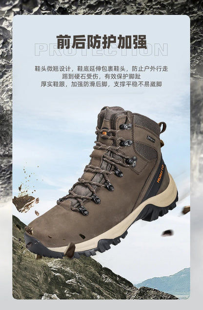 HUMTTO Sapatilhas de Caminhada Impermeáveis para Homem, Botas de Caça Táticas de Deserto, Botas de Trekking pelo Tornozelo para Homem e Mulher, Quentes em Couro