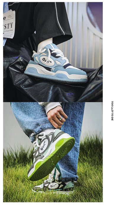 Baskets basses à lacets confortables pour hommes, chaussures à plateforme rehaussées, chaussures de skateboard décontractées, baskets d'extérieur, nouveau, 2023
