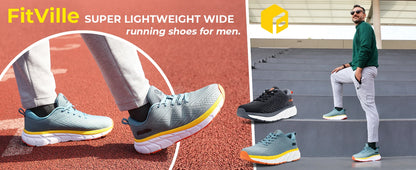 Buty męskie FitVille z szeroką przednią częścią, dobrze amortyzowane, bardzo szerokie, antypoślizgowe, lekkie i oddychające buty do biegania
