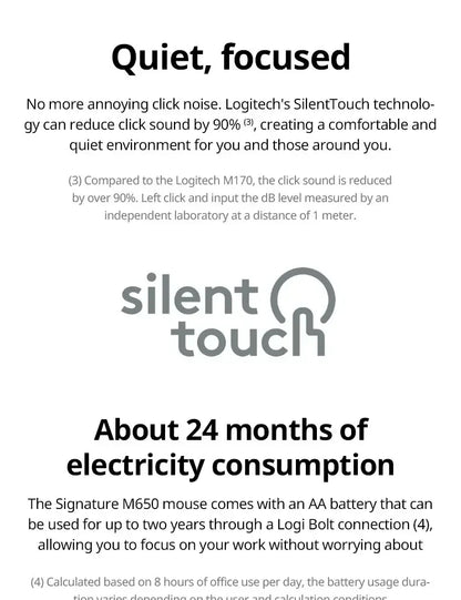 Logitech M650 M650L Wireless Bluetooth Silent Mouse Office Laptop Sensor Technology Advanced Optical Programmable Buttons Mice