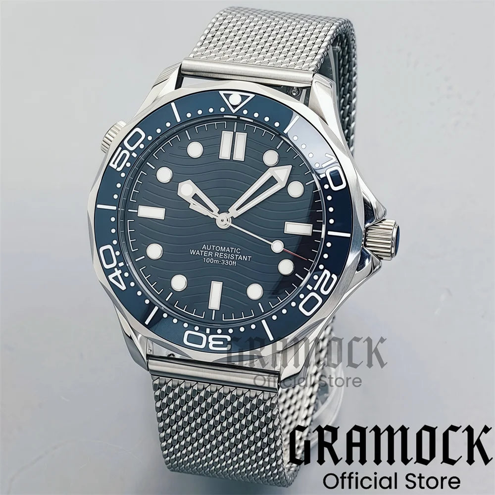 Gramock New 007 NTTD Wristwatch 41mm Men Mechanical Watch Automatic Watch Domed Sapphire Glass Luminous Diving Steel NH35/PT5000
