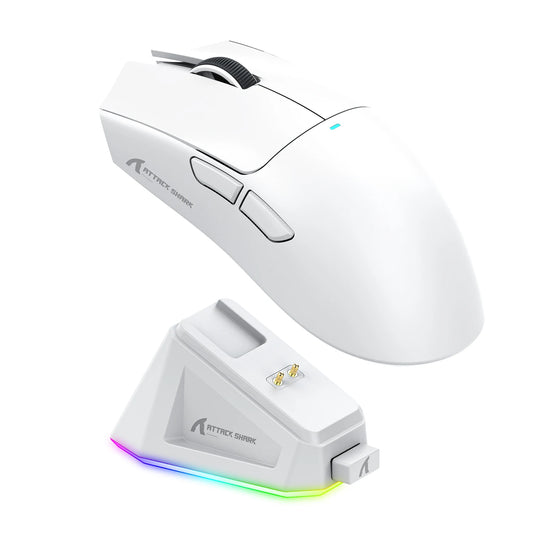 Ratón inalámbrico Attack Shark X11&R1 Tri Mode Bluetooth con base de carga RGB, ergonómico y ligero, accesorio para PC gamer