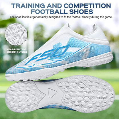 TF Soccer Shoes For Kids Youth PU Fabric Upper Rubber Sole Wear-resistant Non-slip Training Football Boots