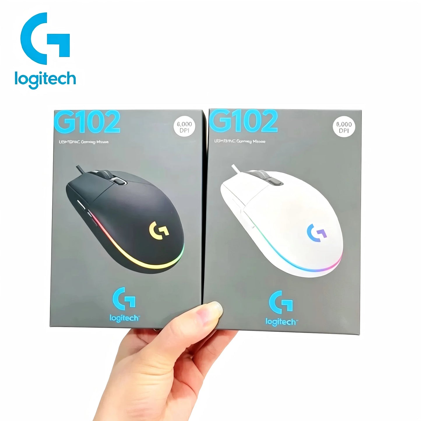 Mouse de gaming cu fir Logitech G102, efect optic, 8000DPI, pentru esports, mouse cu fir G102 USB pentru PC