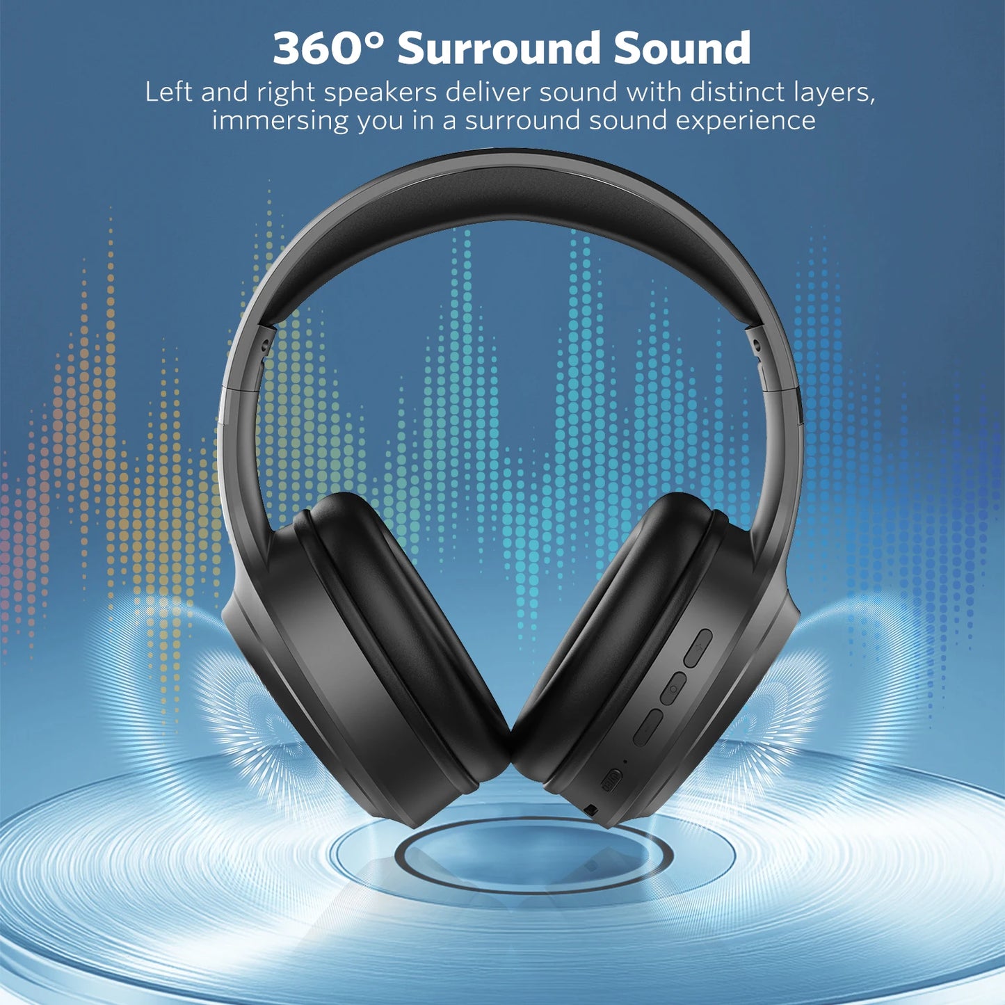 MeeGoo Wireless Headphones Bluetooth 5.4 Earphones Foldable Stereo Earphones Super Bass Noise Reduction Mic for Laptop PC TV New