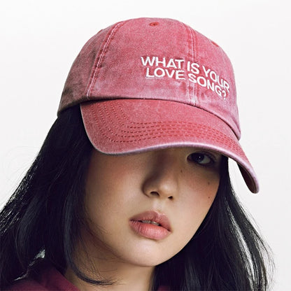Kpop "What Is Your Love Song" Same Knitted Embroidery Caps,Tour Concert Cap Outdoor Retro Washed Baseball Caps for Women Men