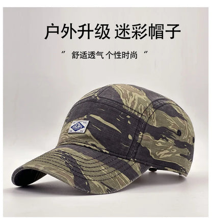 Baseballkappe im Workwear-Stil mit Camouflage-Muster und kurzer Krempe für Damen und Herren, trendige Unisex-Outdoor-Sonnenkappe
