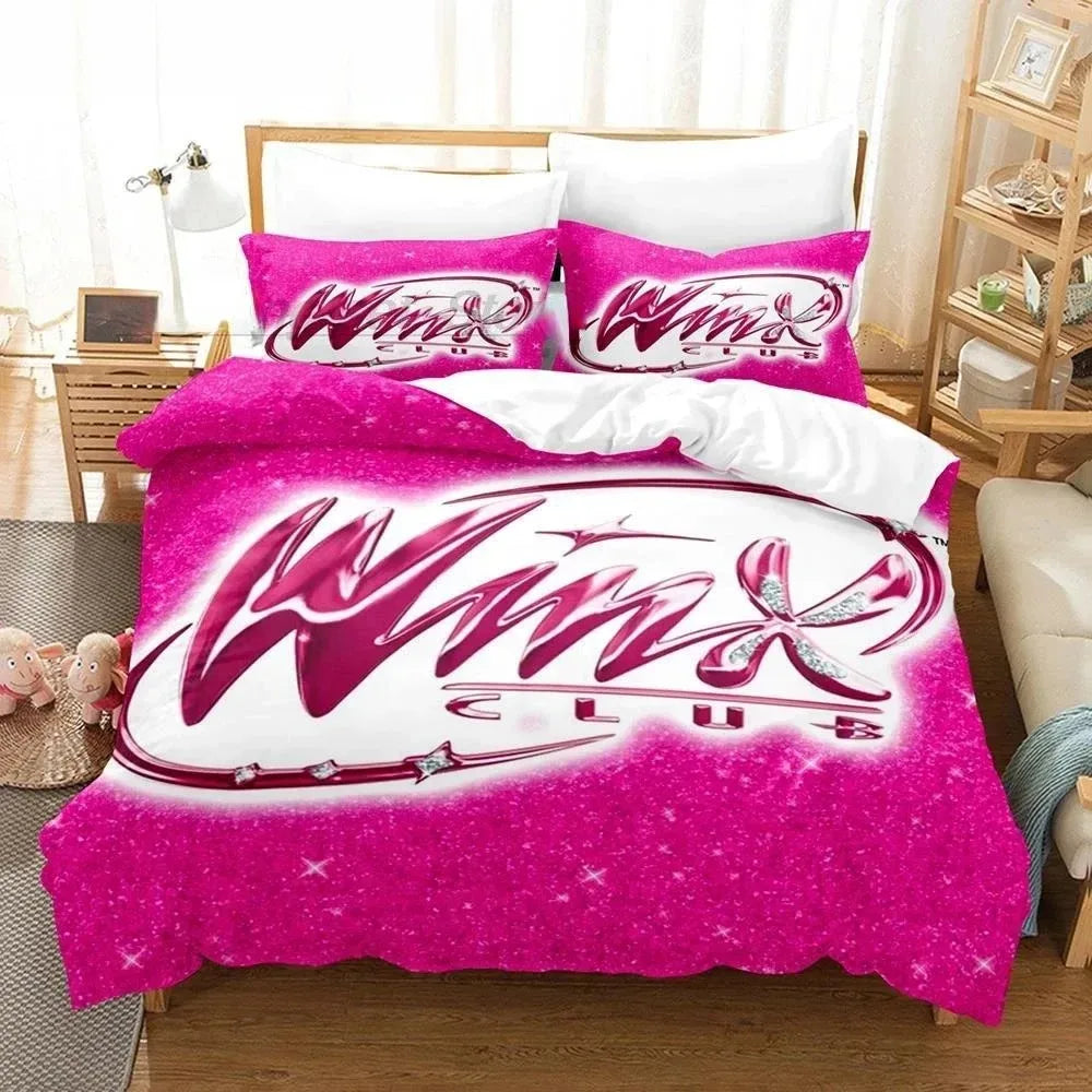 Anime W-Winx Clubs Duvet Cover Pillowcase Bedding Set Adult Boys Girls Bedroom Decoration Children Gift Single Double Large Size