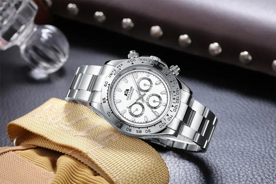 Automatic Watches for Men Mechanical Self Weind Gold Stainless Steel Glacier Ice Blue Chestnut Brown Bezel Reloj Hombre Baratos