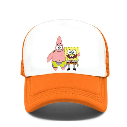 Módna roztomilá bejzbalová čiapka s potlačou SpongeBob, kreslená, pre mužov aj ženy, letná slnečná sieťovaná čiapka, anime, nastaviteľná slnečná clona, golfová čiapka, trucker čiapka