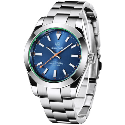 BENYAR – Nuovo orologio da uomo, marchio di lusso, orologio meccanico a carica automatica, impermeabile fino a 50 m, modello sportivo con lancette luminescenti