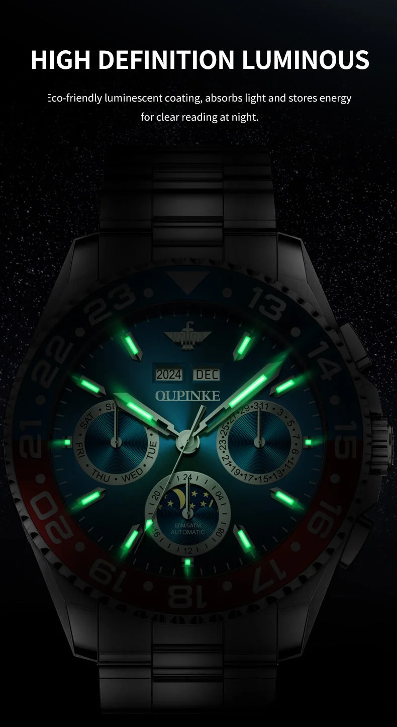 OUPINKE Fashion Mens Watches Top Brand Luxury Business Sport Watch Multifunction Automatic Mechanical Men Clock Waterproof Reloj