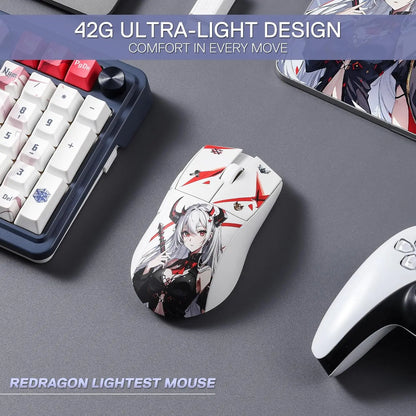 Ratón gaming Redragon M916AK PRO 3-Mode Anime ultraligero de 42G, 26K DPI y botones totalmente programables
