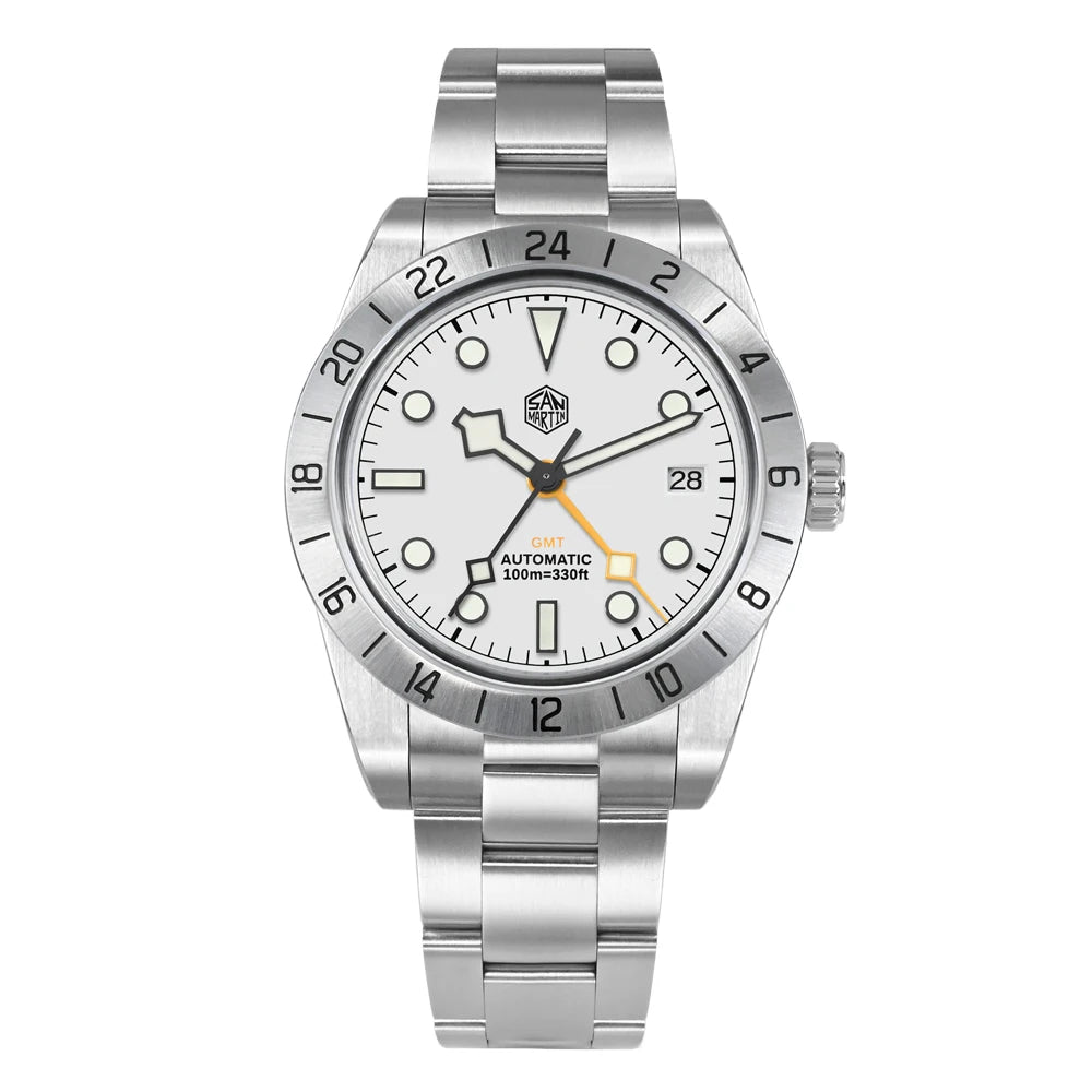 San Martin Nuevo reloj mecánico automático NH34 BB GMT de 39mm, reloj deportivo de zafiro, luminoso, impermeable 100m para hombre, Relogio SN0054