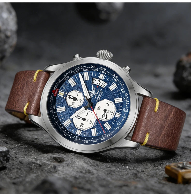 Zegarek kwarcowy męski YELANG V1029S 42mm, mechanizm Japan OS10, luminescencja T100, wodoodporność 100M, sportowy styl militarny, szafir