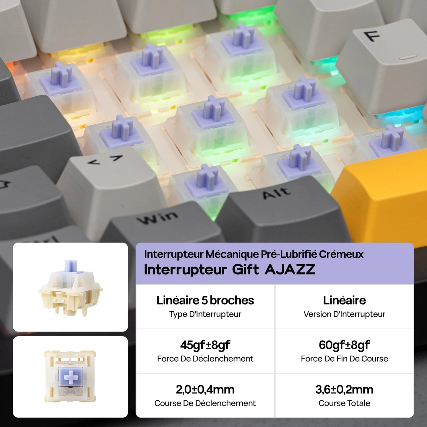ISO-FR-Layout EPOMAKER X AJAZZ AK820 PRO 75% AZERTY Französisch Hot-Swap kabelgebundene/BT/2.4GHz kabellose mechanische Tastatur für Win/Mac/PC