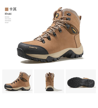 HUMTTO Sapatilhas de Caminhada Impermeáveis para Homem, Botas de Caça Táticas de Deserto, Botas de Trekking pelo Tornozelo para Homem e Mulher, Quentes em Couro