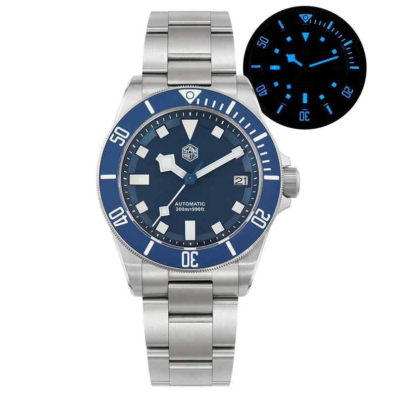San Martin SN0121TD Titan-Taucheruhr ST2130 Automatikwerk Uhren Grade5 Titan 120 Klicks wasserdicht 300m Armbanduhr