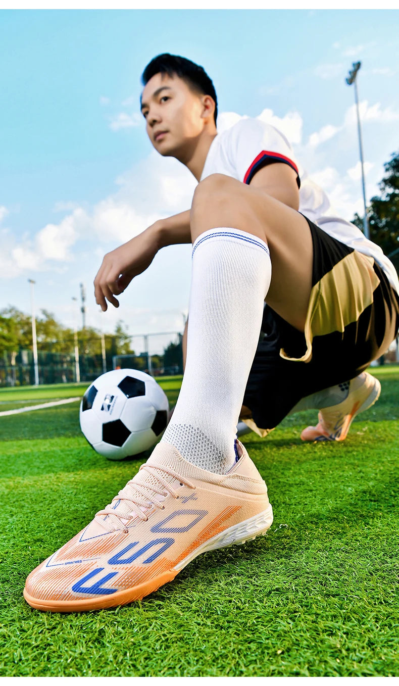 New Men's Soccer Shoes Futsal Football Boots Sneakers Match Grass Cleats High-Quality Non-Slip Indoor Hot-Selling High-Top Outdoor