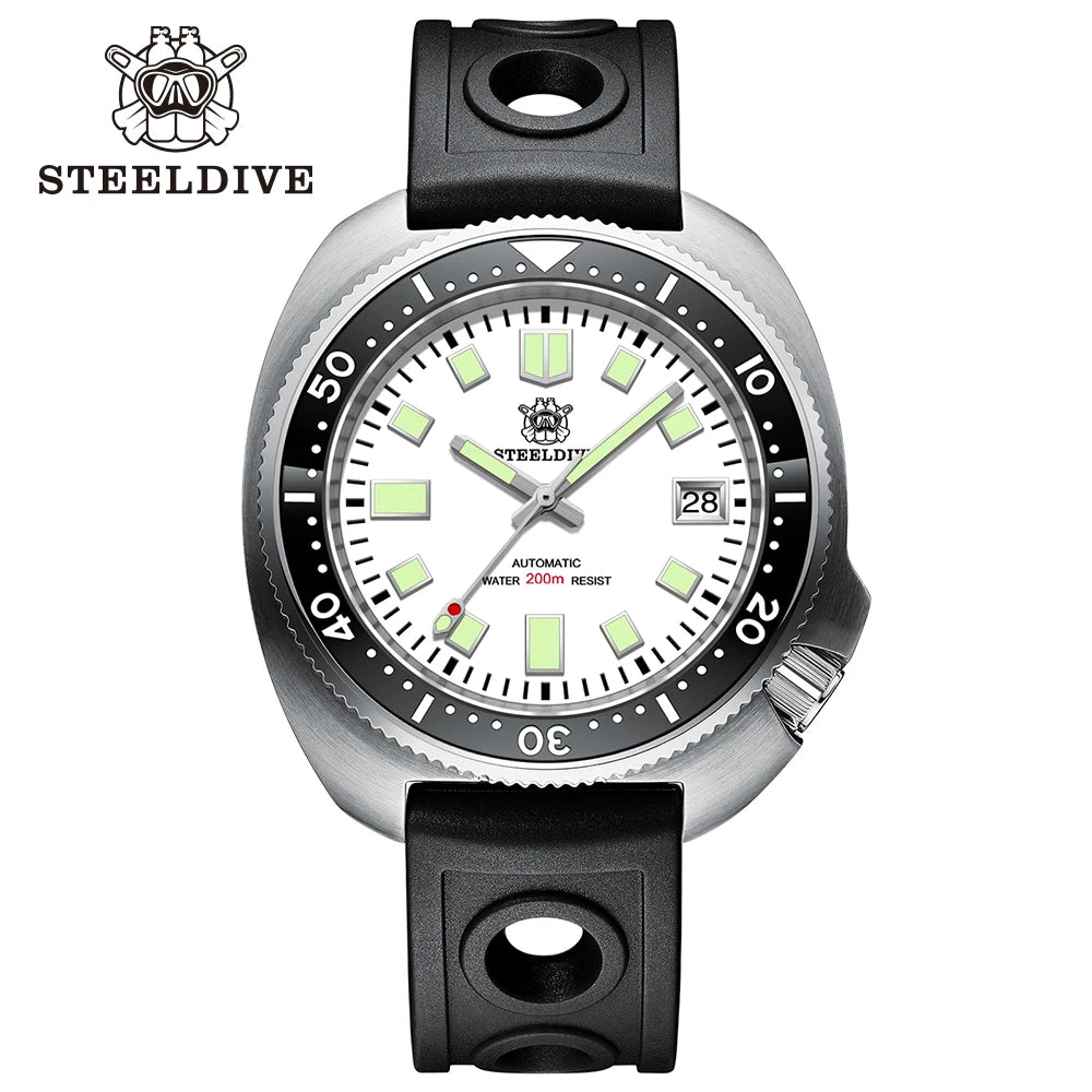 STEELDIVE New Arrival 44mm SD1974 Orange Dial Ceramic Bezel Super Luminous 200m NH35 Automatic Dive Watch with Milled Clasp