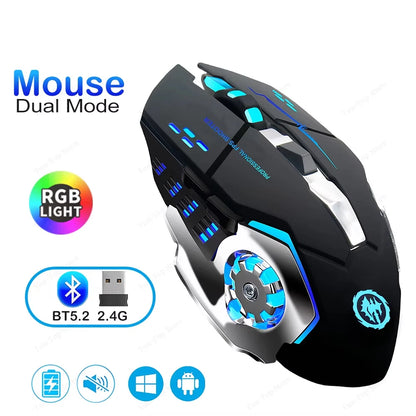 KEBIDUMEI Dual-Mode Bluetooth 5.2 Mouse 2.4G Wireless Mouse RGB Gaming Mouse Rechargeable Silent Mouse 3600 DPI  Mice for Laptop