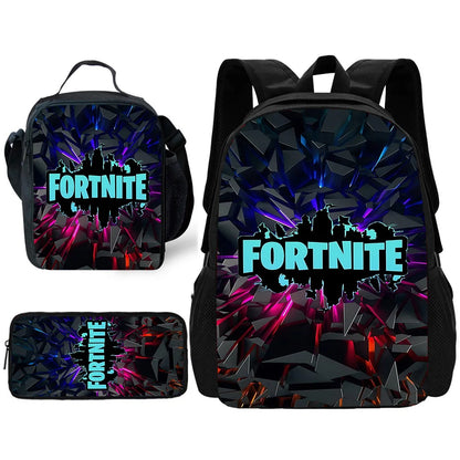 Child School Backpack with Lunch Bags ,Pencil Bags ,Hot Game Design-F-FortniteS School Bags for Boys Girls Best Gift