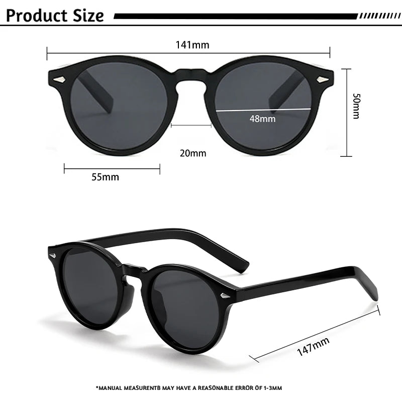 CATERSIDE Fashion Men's Polarized Sunglasses Round Tr-90 Frame TAC Lens Sun Glasses Women's Travel Outdoor Party Glasses