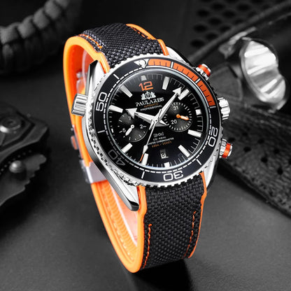 PAULAREIS P Relógio mecânico automático de luxo para homem com corda automática, bracelete em borracha, impermeável, luminoso, com data, relógio de moda masculino