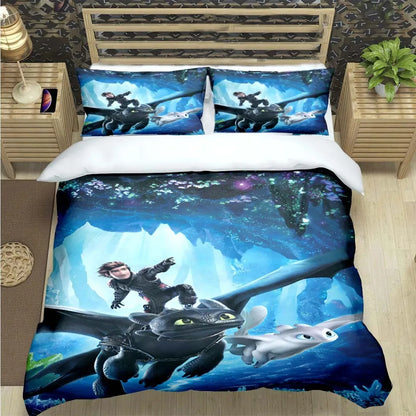How to Train Your Dragon Duvet Cover Pillowcase Bedding Set Adult Boy Girl Bedroom Decoration Children Single Double Large Size