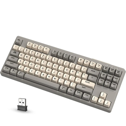 Tastiera gaming wireless Free Wolf M87 75% - Switch silenziosi, retroilluminazione Rainbow, BT/2.4G, copritasti PBT sfumati, design compatto