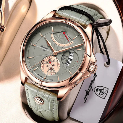 POEDAGAR quartz-polshorloge voor heren – Zakelijke, luxe stijl, waterdicht, verlicht, met datumweergave en leren band – Elegant herenhorloge