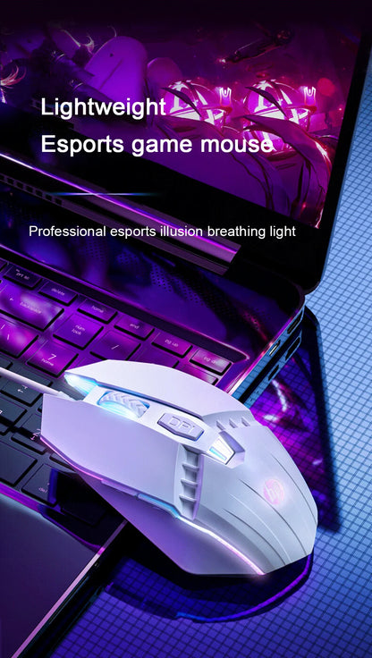HP M1 kabelgebundene Gaming-Maus, weiß beleuchtet, E-Sports-Maus, USB, für Gaming, Büro, Desktop und Laptop