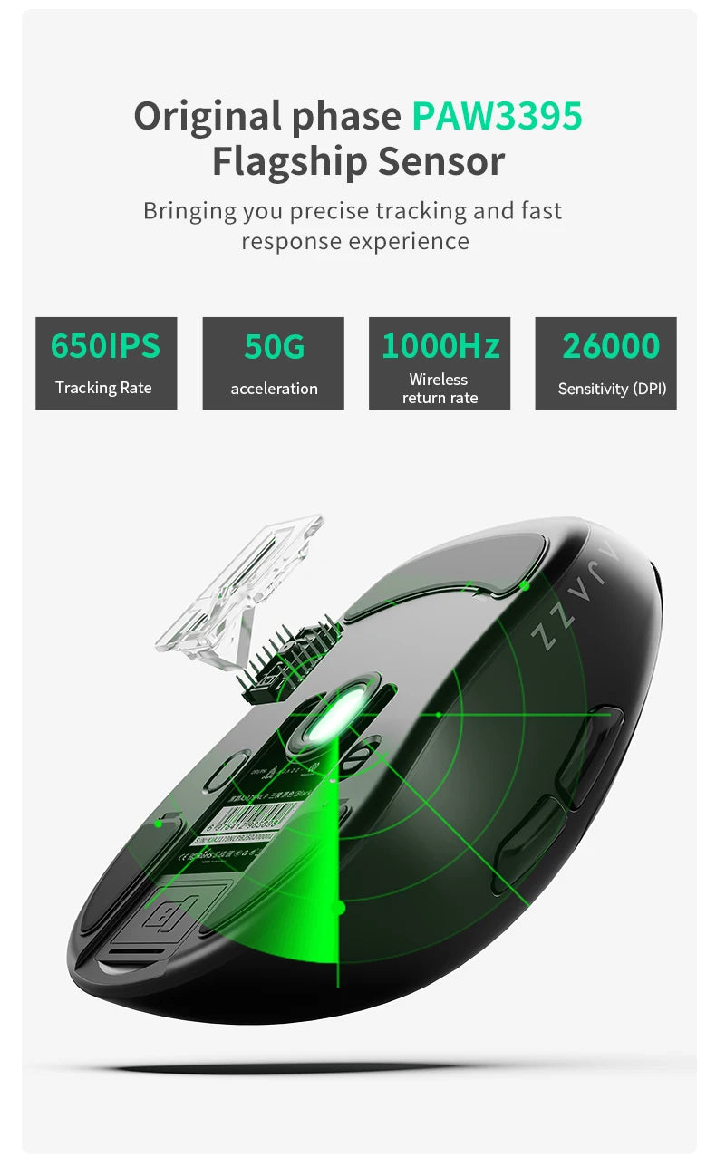 Mouse wireless AJAZZ AJ179 NL Star Flash Version, 3 modalità, bassa latenza, lunga autonomia, leggero e personalizzato, per ufficio e gaming