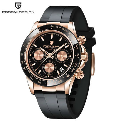 PAGANI DESIGN V2 40MM Reloj de cuarzo para hombre con esfera de meteorito, cristal de zafiro, cronógrafo retro y resistente al agua