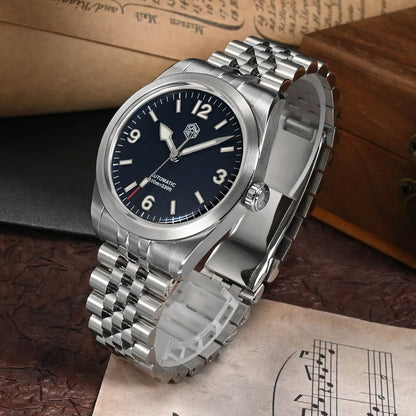 San Martin 38mm Men's Sport Watch Fashion Luxury Explore Climbing Automatic Mechanical Sapphire Waterproof 5 Links Bracelet BGW-9