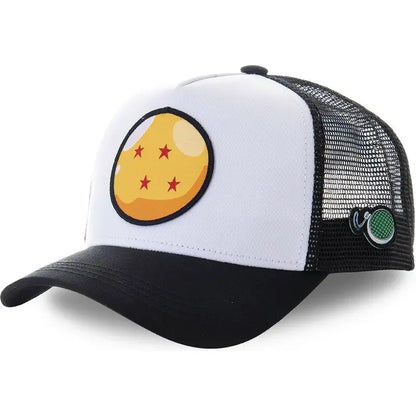 Casquette Dragon Ball Son Goku pour l'été : casquette de voyage à visière, pour homme, brodée, style hip-hop, visière pare-soleil, casquette trucker ajustable en maille