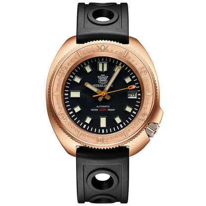 STEELDIVE Men Bronze Dive Watch 200M Water Resistant Ceramic Bronze Bezel Automatic Movement Wristwatch