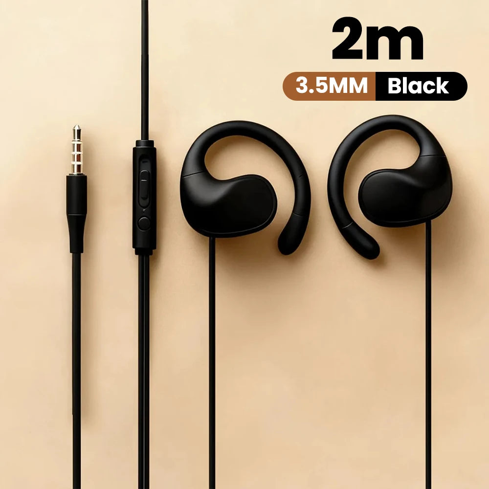 Écouteurs filaires supra-auriculaires 3,5 mm/Type C, écouteurs filaires à clipser, son surround Hi-Fi, basses puissantes, écouteurs sportifs pour jeux avec micro