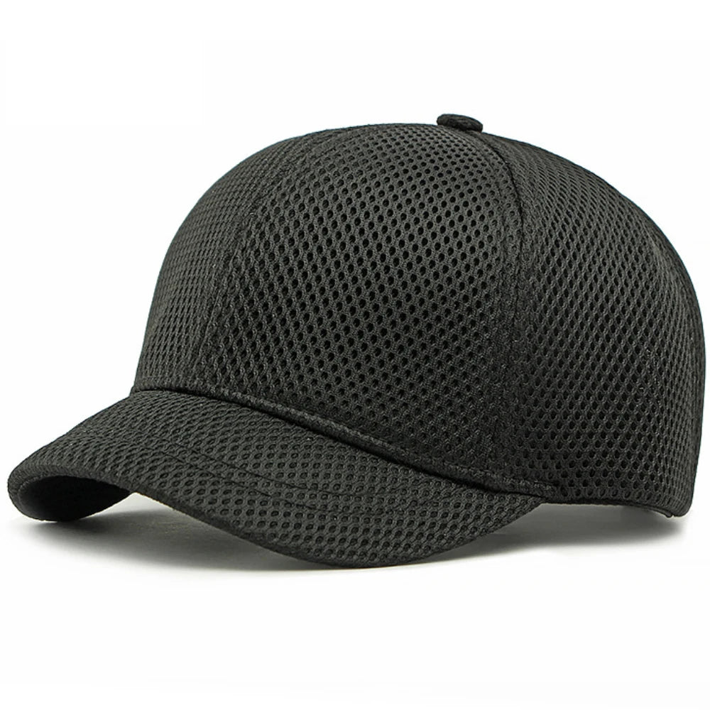 HT4828 5 cm Baseballkappe mit kurzer Krempe für Herren, 6-Panel-Baseballkappe, atmungsaktive Mesh-Trucker-Cap, Herren und Damen, einfarbig, schlichte Snapback-Cap