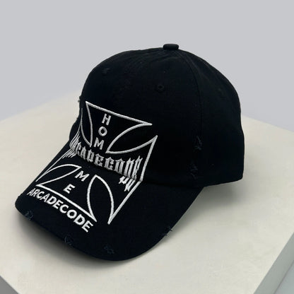 Unisex Broken Style Bull's-eye Cross Embroidery Baseball Hats Sunshade Personal Versatile Peaked Caps Street Fashion Hip Hop