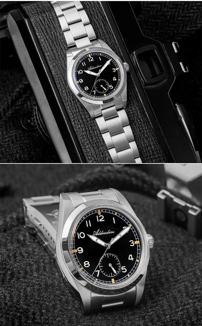 Relógio de quartzo ADDIESDIVE 36mm para homem VH60, luminoso BGW9, vidro em cúpula tipo bolha, resistente à água 10Bar, em aço inoxidável