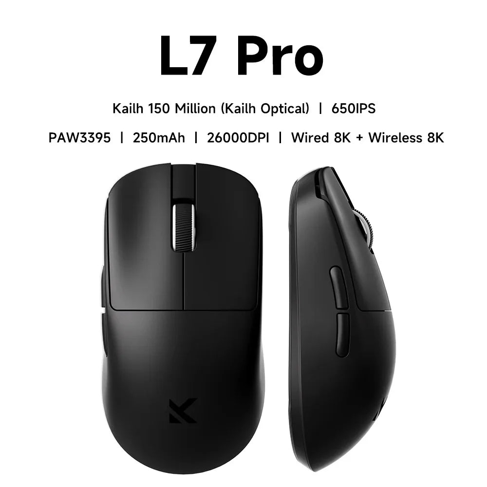 MCHOSE L7 Ultra+ közepes-nagy méretű kézre tervezett gamer e-sport egér, PAW3950, vezeték nélküli, három üzemmódú, könnyű irodai kétmeghajtós számítógépes egér