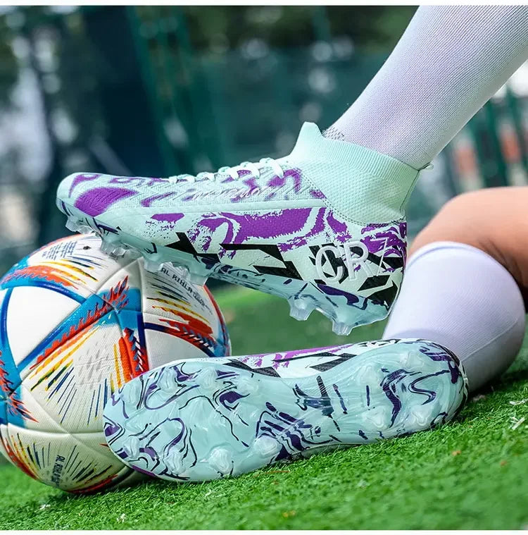 Unisex Teen Low Top Football Shoes Lightweight Elastic Sole Anti Slip Short Spikes Lawn Field Match Training Sneakers