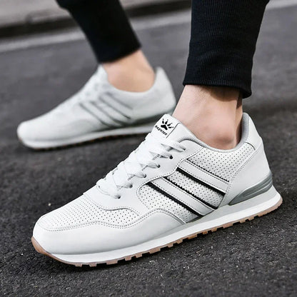 Autumn Sports Shoes Men's Flat Running White Durable Classic Casual Shoes Low Cut Trendy  Fashionable Hiking and Walking Shoes