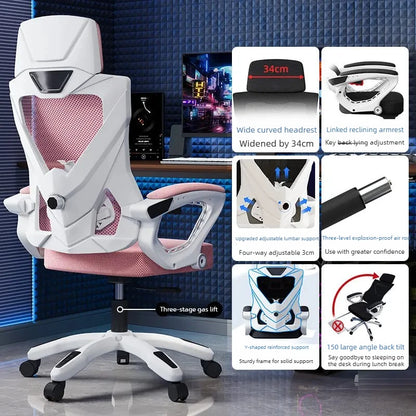 Luxury Ergonomic Office Chair Recliner Gaming Chair with Armrests, High Back Swivel Office Chair, Comfortable Home Office Furniture with Adjustable Height