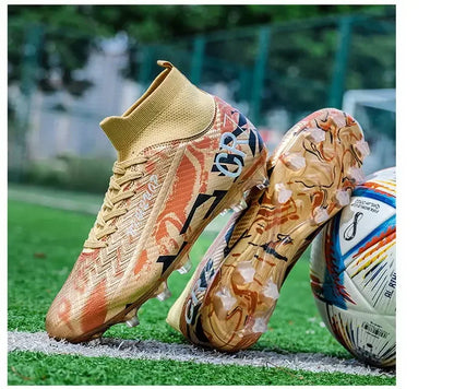 Unisex Teen Low Top Football Shoes Lightweight Elastic Sole Anti Slip Short Spikes Lawn Field Match Training Sneakers